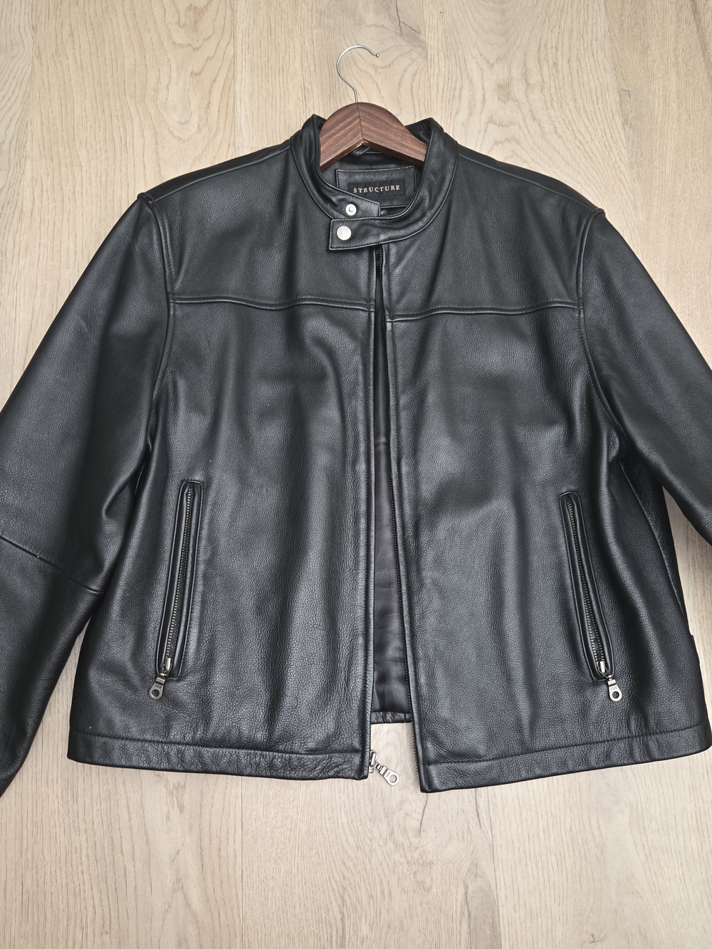 Structure Black Leather Men's Jacket